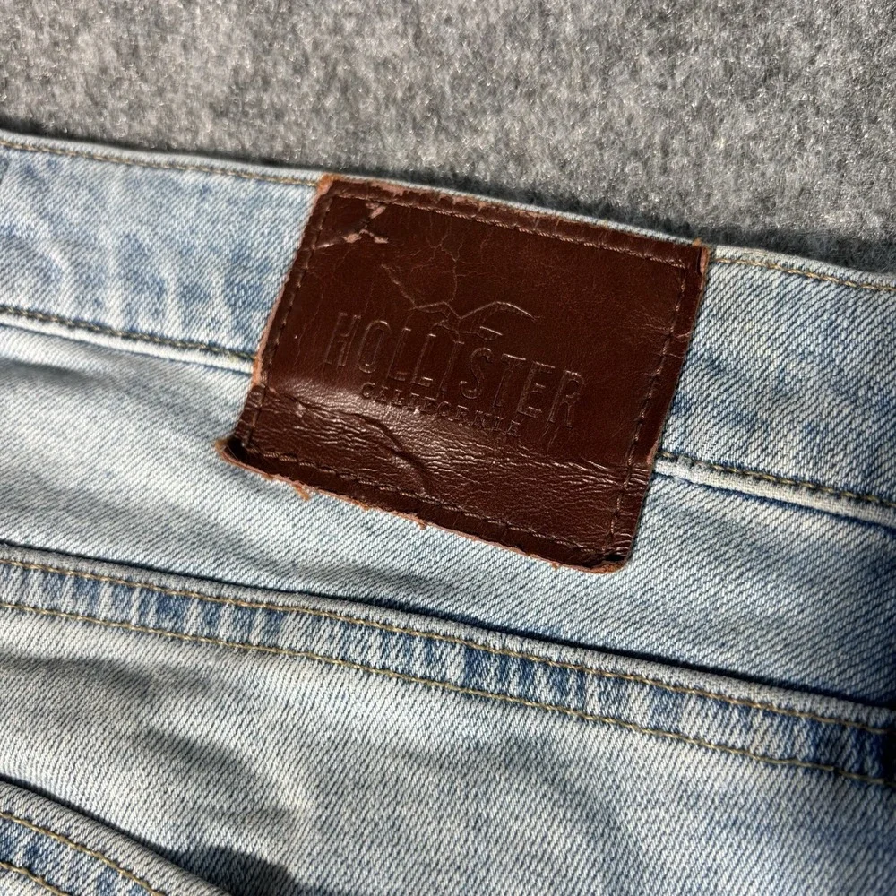 Hollister Jeans Mens Slim Straight 33x32 Light Wash Distressed Epic Flex Y2K